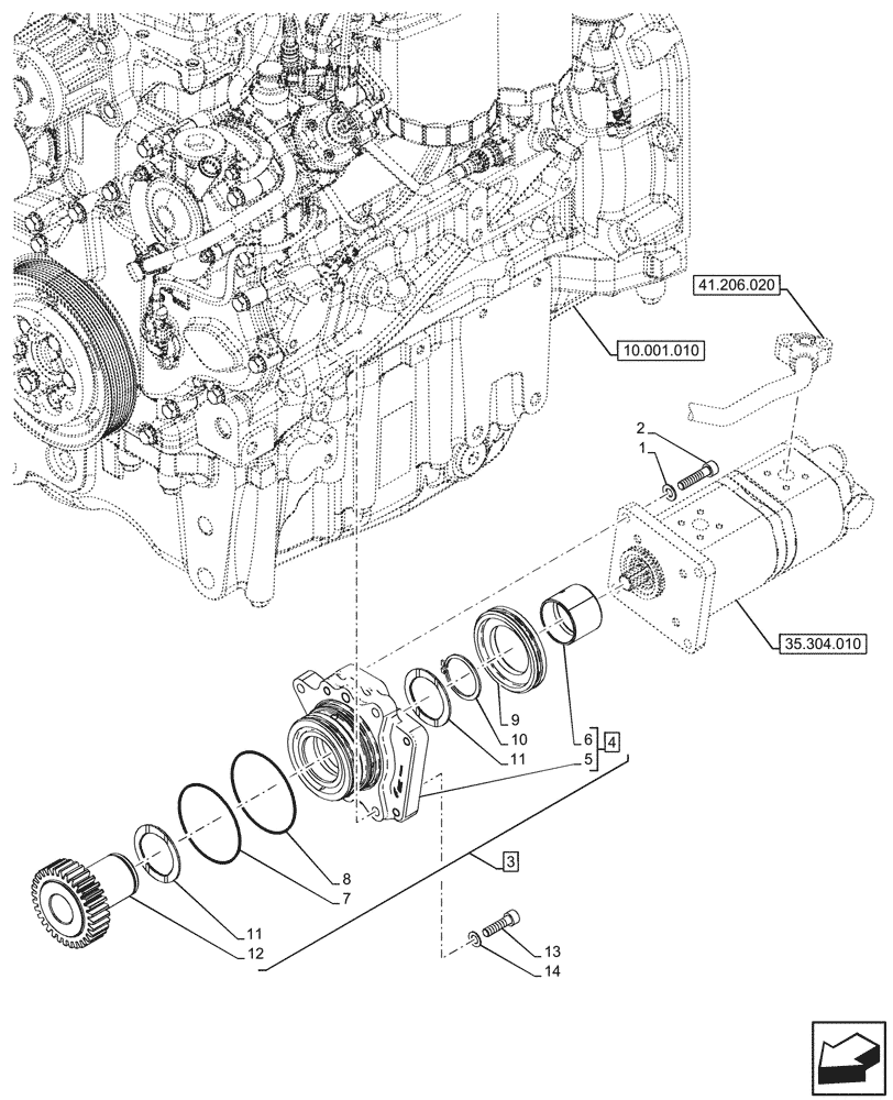 Схема запчастей Case IH FARMALL 90V - (10.114.010) - VAR - 342264, 342265, 743524 - ADAPTER, HYDRAULIC PUMP, 60L/MIN (10) - ENGINE