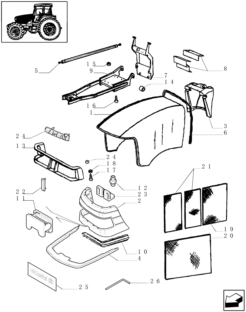 Схема запчастей Case IH JX95 - (1.83.0[01]) - HOODS (08) - SHEET METAL