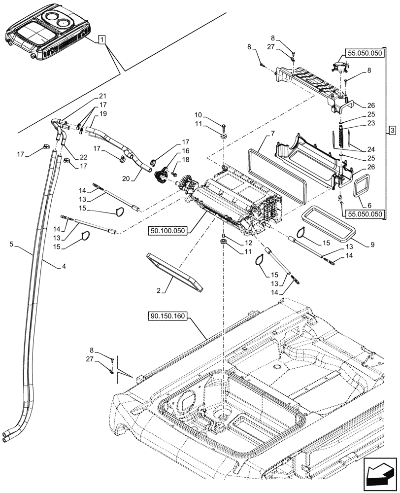 Схема запчастей Case IH FARMALL 90V - (50.200.090) - VAR - 759033 - AIR CONDITIONING, W/ SUPER ECO CAB, LINE, CAB (50) - CAB CLIMATE CONTROL