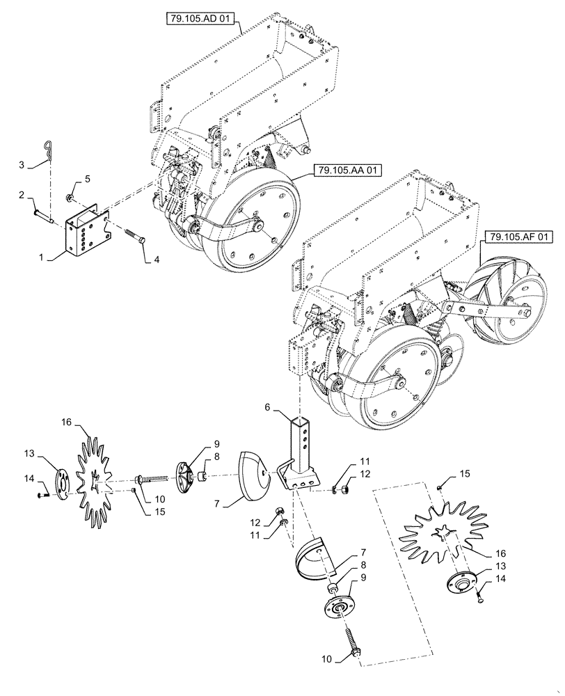 Схема запчастей Case IH 1255 - (75.200.AH[01]) - RESIDUE MANAGER DUAL TINE (75) - SOIL PREPARATION