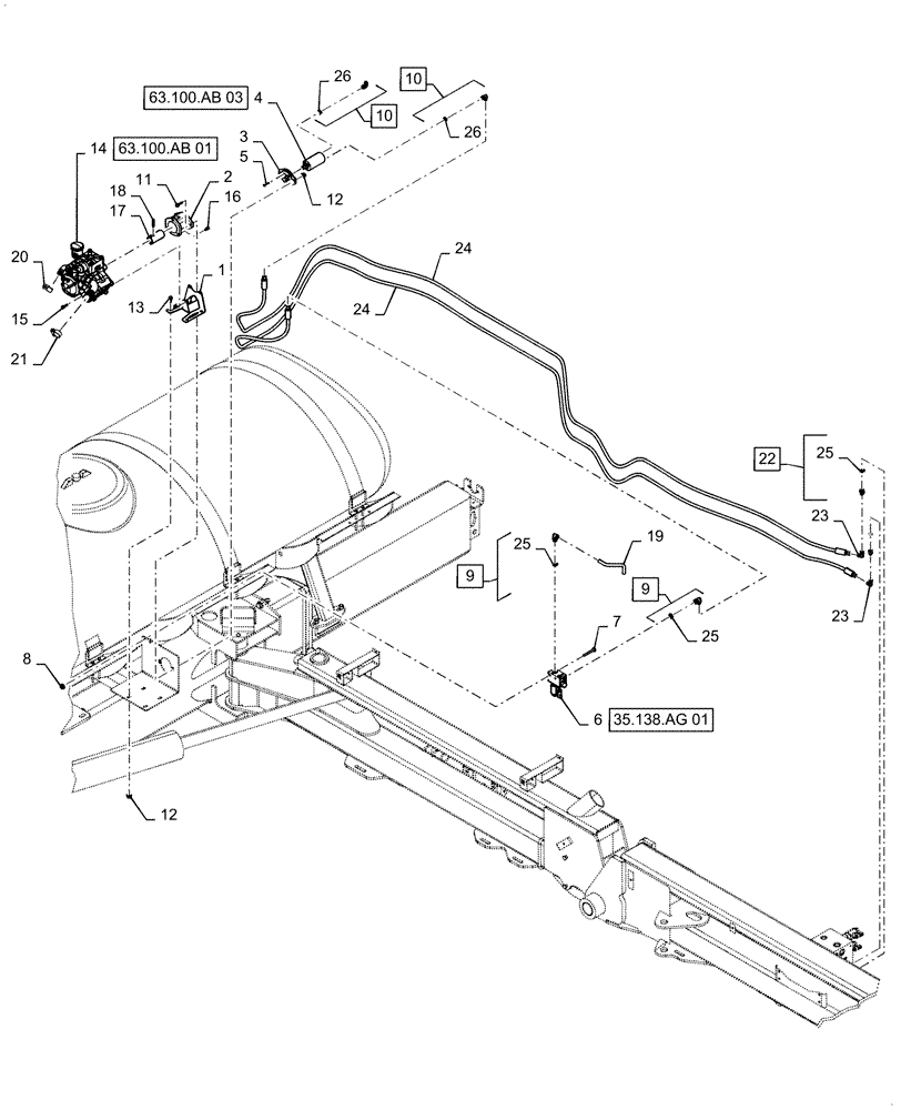 Схема запчастей Case IH 1255 - (63.100.AB[01]) - FERTILIZER PUMP FOR 24 ROW (63) - CHEMICAL APPLICATORS