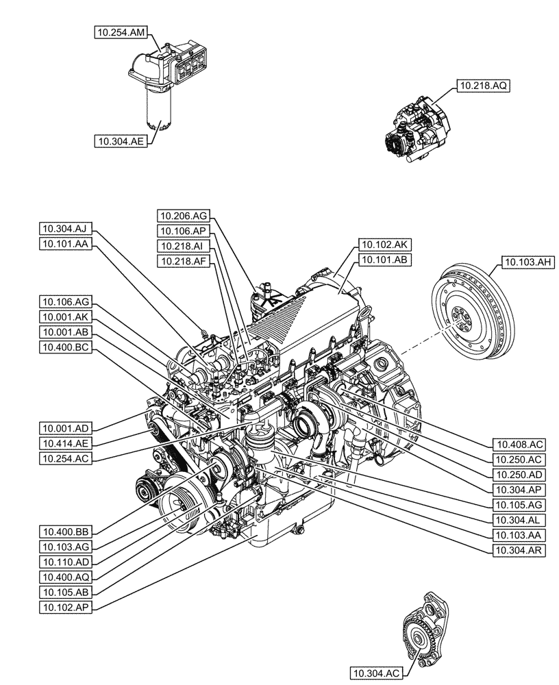 Схема запчастей Case IH F2CFP614C H003 - (00.000.10) - PICTORIAL INDEX - ENGINE (00) - GENERAL & PICTORIAL INDEX