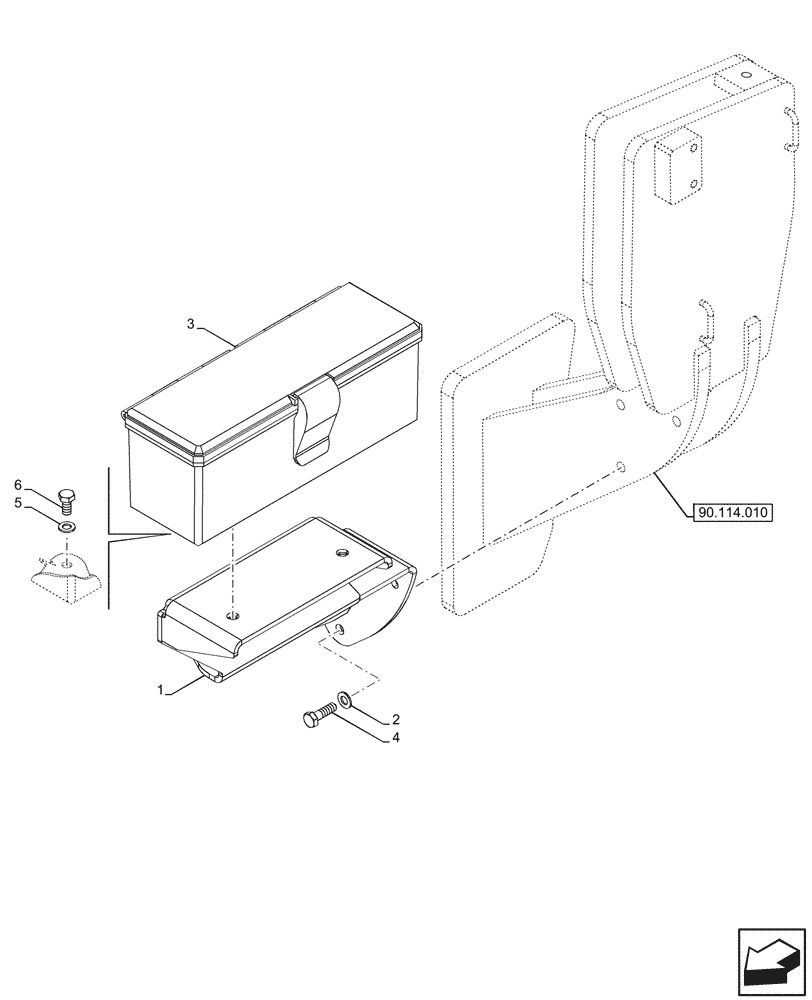 Схема запчастей Case IH FARMALL 100V - (88.100.020) - VAR - 342270, 342271, 759028, 759029 - TOOL BOX, W/O CAB (88) - ACCESSORIES