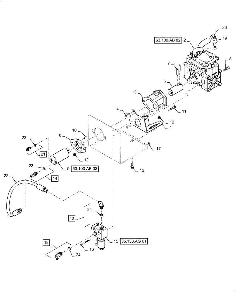 Схема запчастей Case IH 1255 - (63.100.AB[01]) - LIQUID FERTILIZER PUMP FOR 12 AND 16 ROW (63) - CHEMICAL APPLICATORS