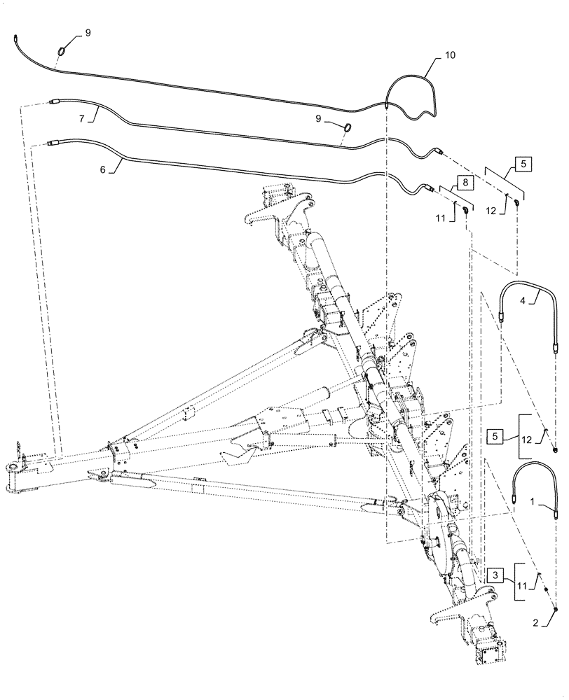 Схема запчастей Case IH 1255 - (35.780.AD[01]) - HYDRAULIC VACUUM FAN HOSES 16 ROW ADVANCE FARMING SYSTEM (35) - HYDRAULIC SYSTEMS