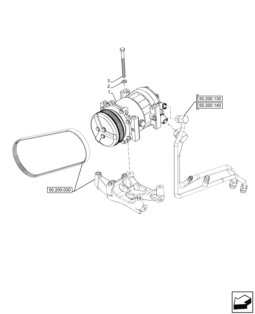 Схема запчастей Case IH FARMALL 90V - (50.200.010) - VAR - 759031, 759033 - A/C COMPRESSOR, LINE, CAB (50) - CAB CLIMATE CONTROL