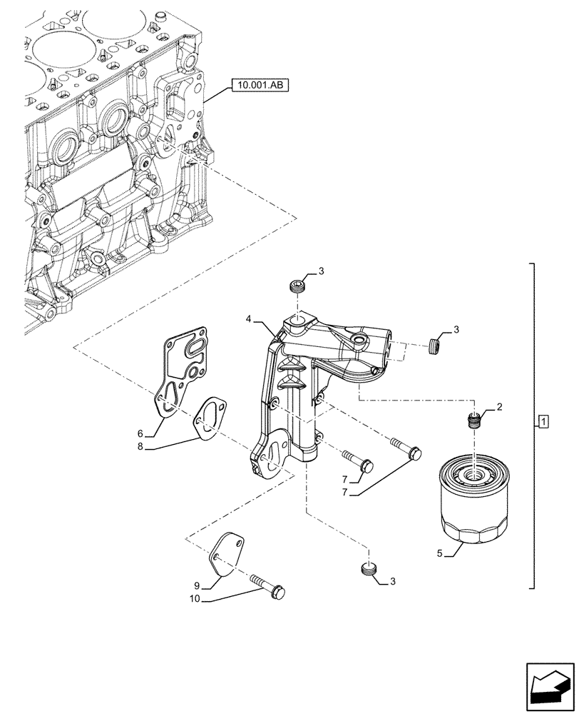 Схема запчастей Case IH F5HFL463A F001 - (10.304.AE) - ENGINE OIL FILTER (10) - ENGINE