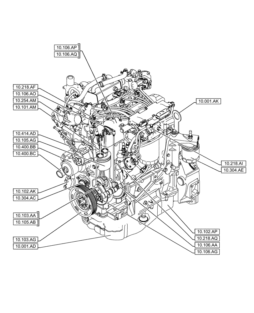 Схема запчастей Case IH F5HFL463A F001 - (10.000.00[01]) - SECTION INDEX - ENGINE (10) - ENGINE