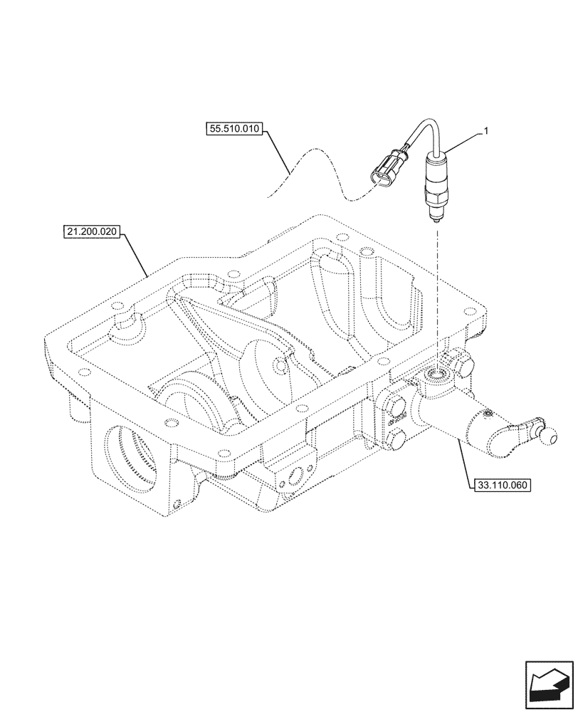 Схема запчастей Case IH FARMALL 90V - (55.031.040) - VAR - 743968 - PARKING LOCK, SENSOR (55) - ELECTRICAL SYSTEMS