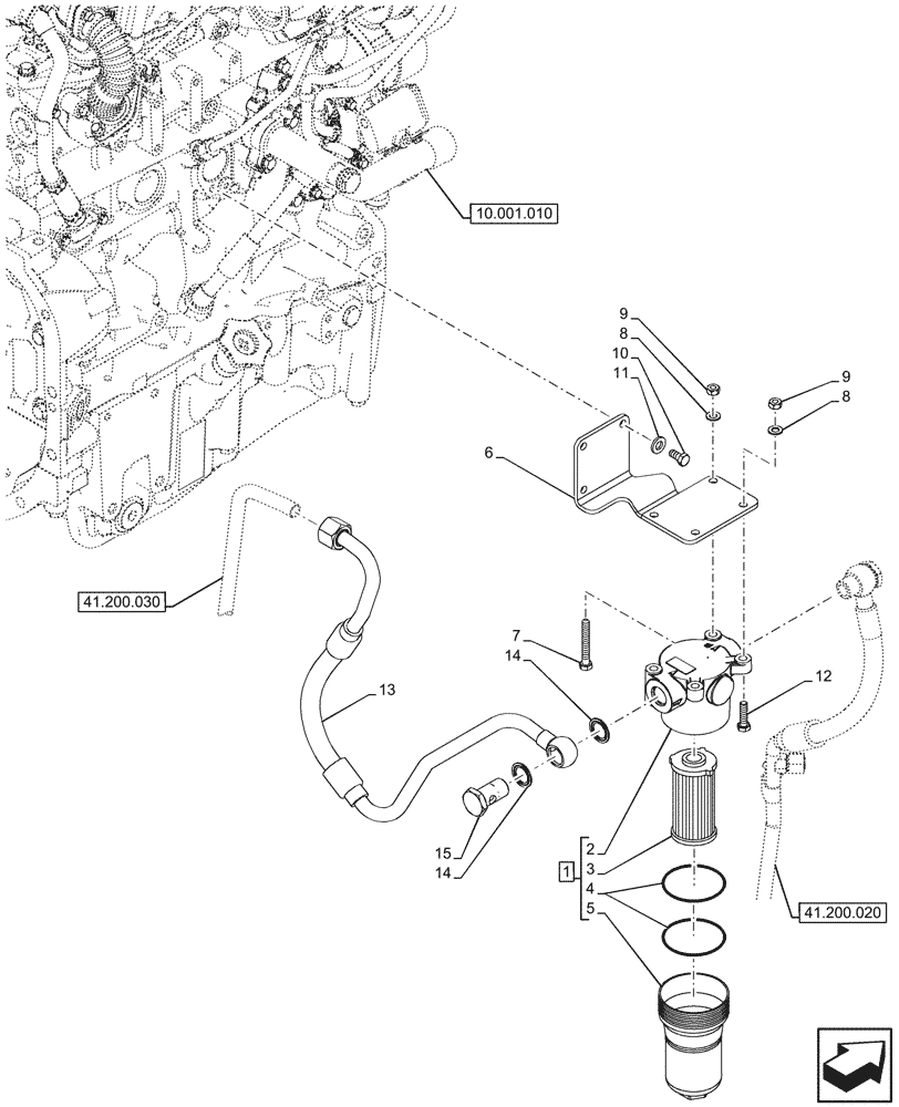 Схема запчастей Case IH FARMALL 80N - (41.200.010) - VAR - 341491, 351846, 351847, 743523, 744833 - OIL FILTER, STEERING (41) - STEERING