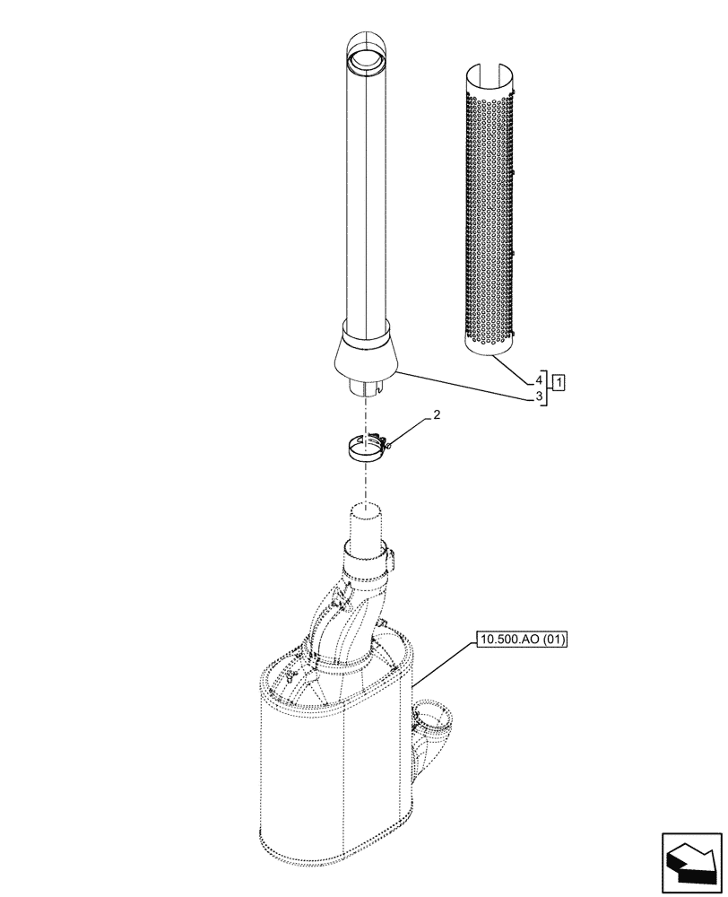 Схема запчастей Case IH MAXXUM 115 - (10.254.AD[01]) - VAR - 744985 - VERTICAL EXHAUST, EXHAUST PIPE (10) - ENGINE