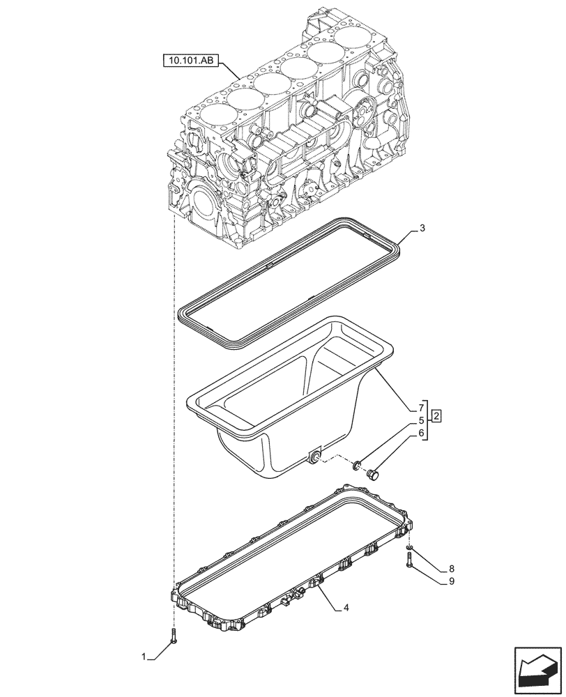 Схема запчастей Case IH F2CFP614C H003 - (10.102.AP) - ENGINE OIL PAN (10) - ENGINE