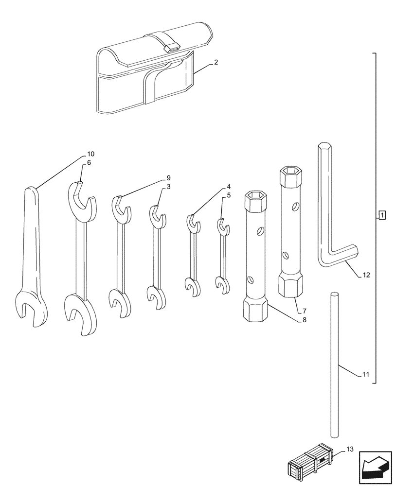Схема запчастей Case IH FARMALL 110N - (88.100.030) - VAR - 330996 - TOOL BAG, WRENCH (88) - ACCESSORIES