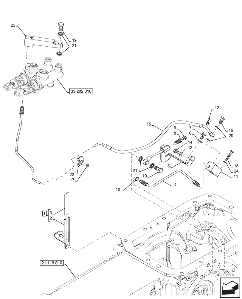 Схема запчастей Case IH FARMALL 110N - (33.202.040) - VAR - 743524, 759011 - BRAKE FLUID, LINES, LEFT HAND (33) - BRAKES & CONTROLS