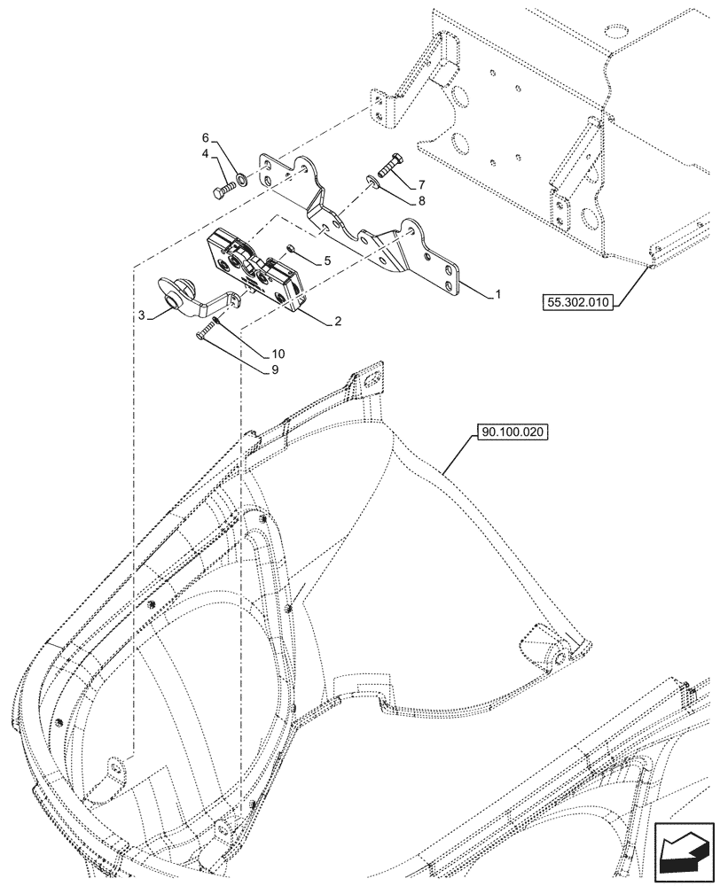 Схема запчастей Case IH FARMALL 90N - (90.102.030) - VAR - 759028, 759029, 759031, 759033 - HOOD, HINGE (90) - PLATFORM, CAB, BODYWORK AND DECALS