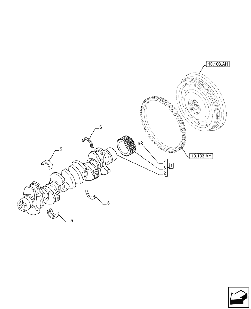 Схема запчастей Case IH F2CFP614C H003 - (10.103.AA) - CRANKSHAFT (10) - ENGINE