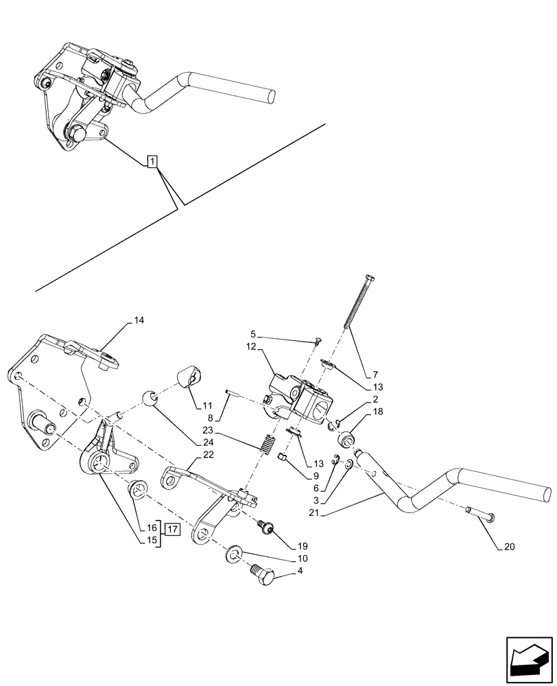 Схема запчастей Case IH FARMALL 100C - (21.162.AD[04]) - VAR - 330276, 334176 - TRANSMISSION, POWERSHUTTLE, CONTROL LEVER, REVERSER, COMPONENTS (12X12) (12X12 CREEPER) (21) - TRANSMISSION