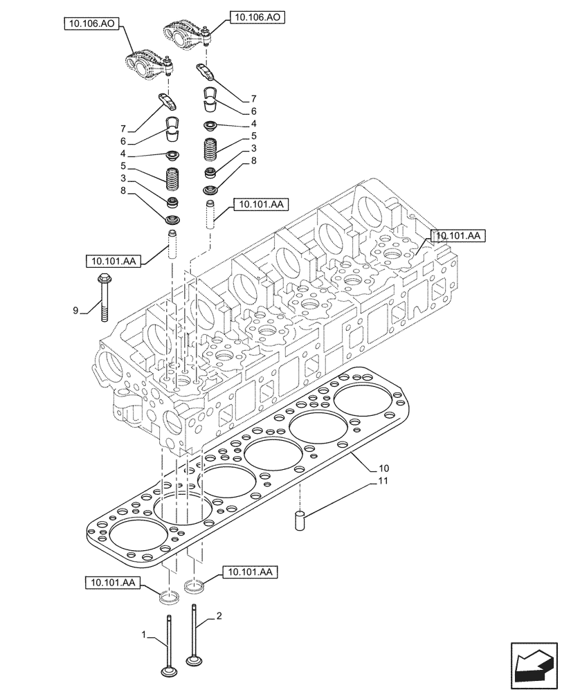 Схема запчастей Case IH F2CFP614C H003 - (10.101.AM) - VALVE (10) - ENGINE