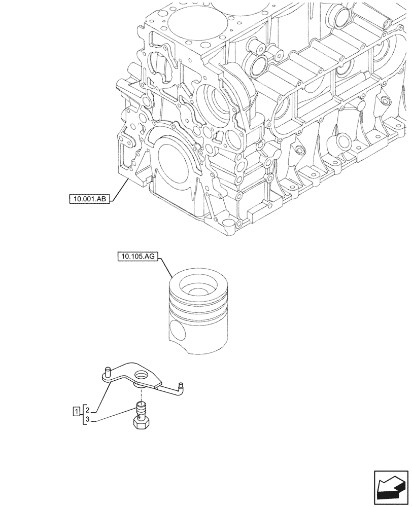 Схема запчастей Case IH F2CFP614C H003 - (10.304.AR) - PISTON COOLING NOZZLE (10) - ENGINE