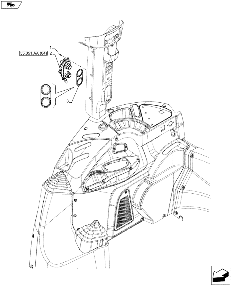 Схема запчастей Case IH FARMALL 115C - (55.051.AA[03]) - VAR - 334183, 334184, 334211, 334212, 743573, 743496, 391606, 744588 - AIR CONDITIONING, CONTROL PANEL (55) - ELECTRICAL SYSTEMS