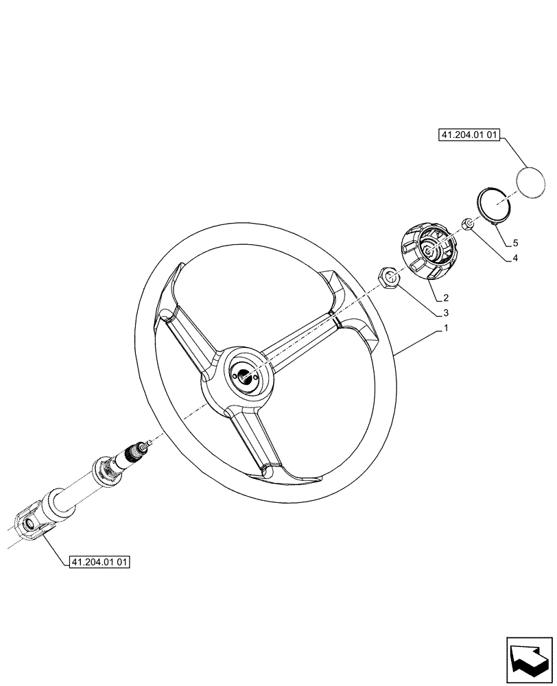 Схема запчастей Case IH PUMA 200 - (41.204.0103) - VAR - 744825 - STEERING WHEEL, LEATHER (41) - STEERING