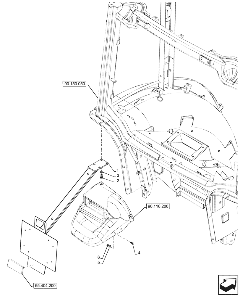Схема запчастей Case IH FARMALL 90N - (88.100.060) - LICENSE PLATE HOLDER, CAB (88) - ACCESSORIES