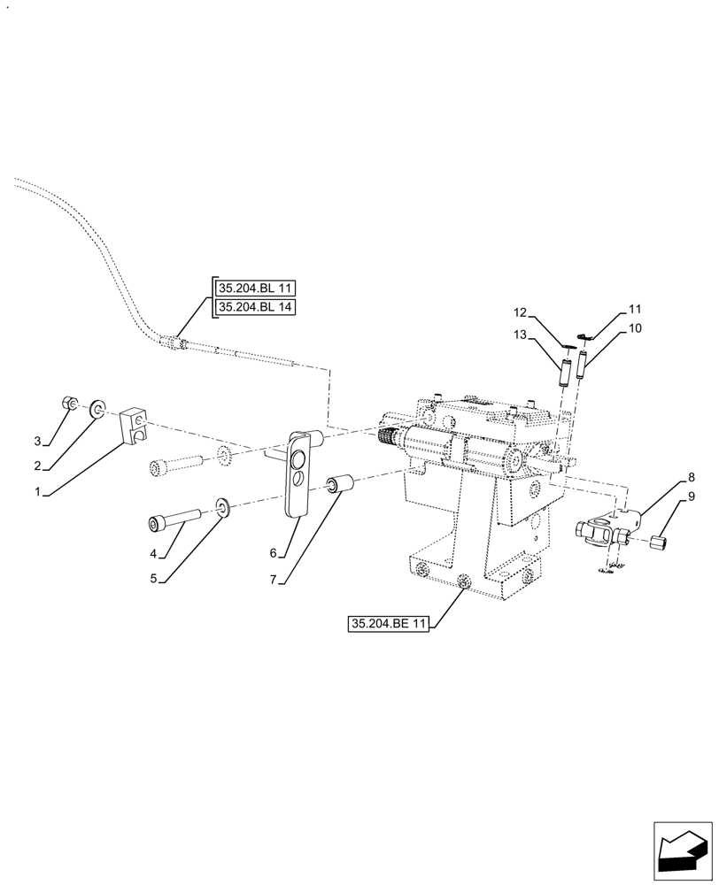 Схема запчастей Case IH FARMALL 120A - (35.204.BL[17]) - VAR - 429471, 429476 - REMOTE CONTROL VALVE, 1 ACTUATOR, NOT APPLY FOR NAR (35) - HYDRAULIC SYSTEMS