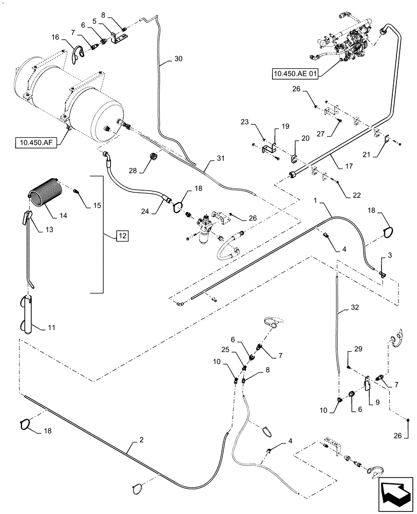 Схема запчастей Case IH AF4077 - (10.450.AE[02]) - AIR COMPRESSOR INSTALLATION (10) - ENGINE