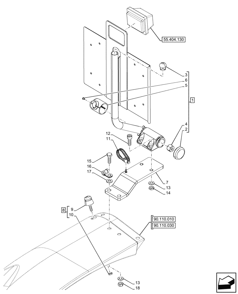 Схема запчастей Case IH FARMALL 90N - (88.100.070) - LICENSE PLATE HOLDER, W/O CAB (88) - ACCESSORIES