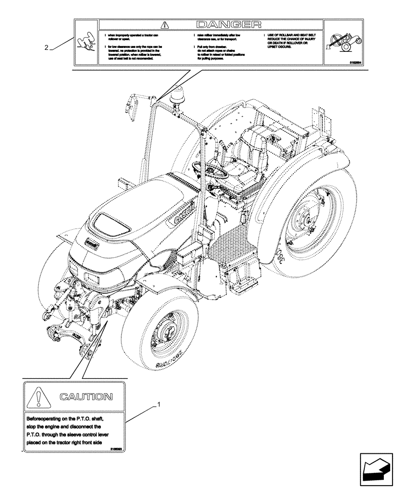 Схема запчастей Case IH FARMALL 80V - (90.108.270) - DECAL, NORD AMERICA REGION ENGLISH, PUERTORICO, W/O CAB (90) - PLATFORM, CAB, BODYWORK AND DECALS