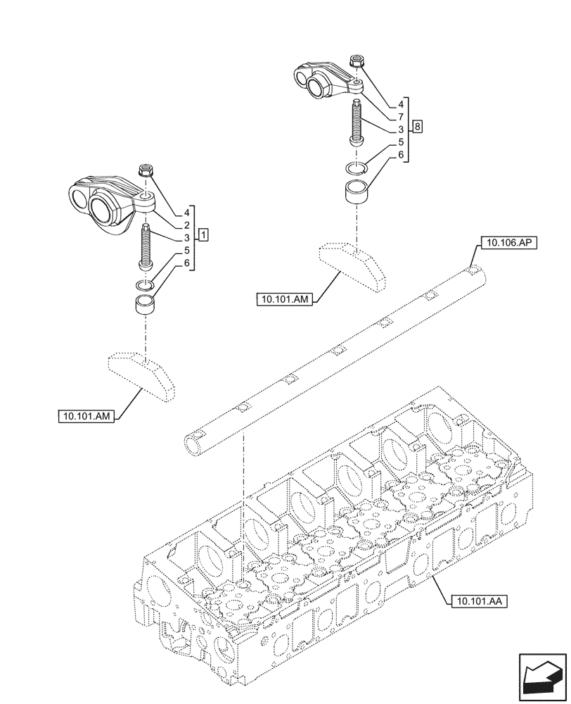 Схема запчастей Case IH F2CFP614D H003 - (10.106.AO) - ROCKER ARM (10) - ENGINE