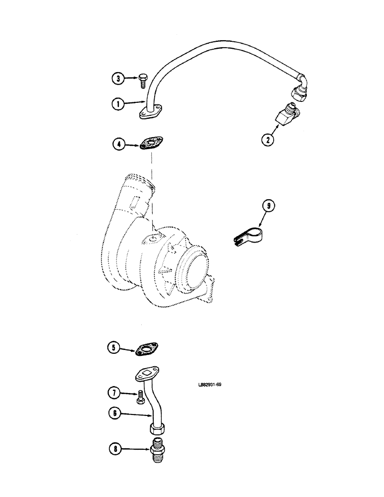 Схема запчастей Case IH 9150 - (2-36) - TURBOCHARGER SYSTEM, L-10 ENGINE (02) - ENGINE