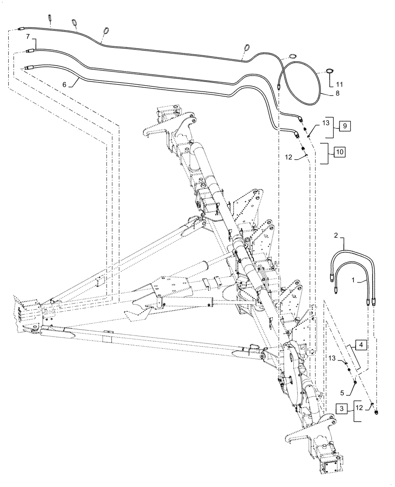 Схема запчастей Case IH 1255 - (35.780.AD[01]) - HYDRAULIC VACUUM FAN HOSES 16 ROW EARLY RISER DRAW BAR HITCH (35) - HYDRAULIC SYSTEMS