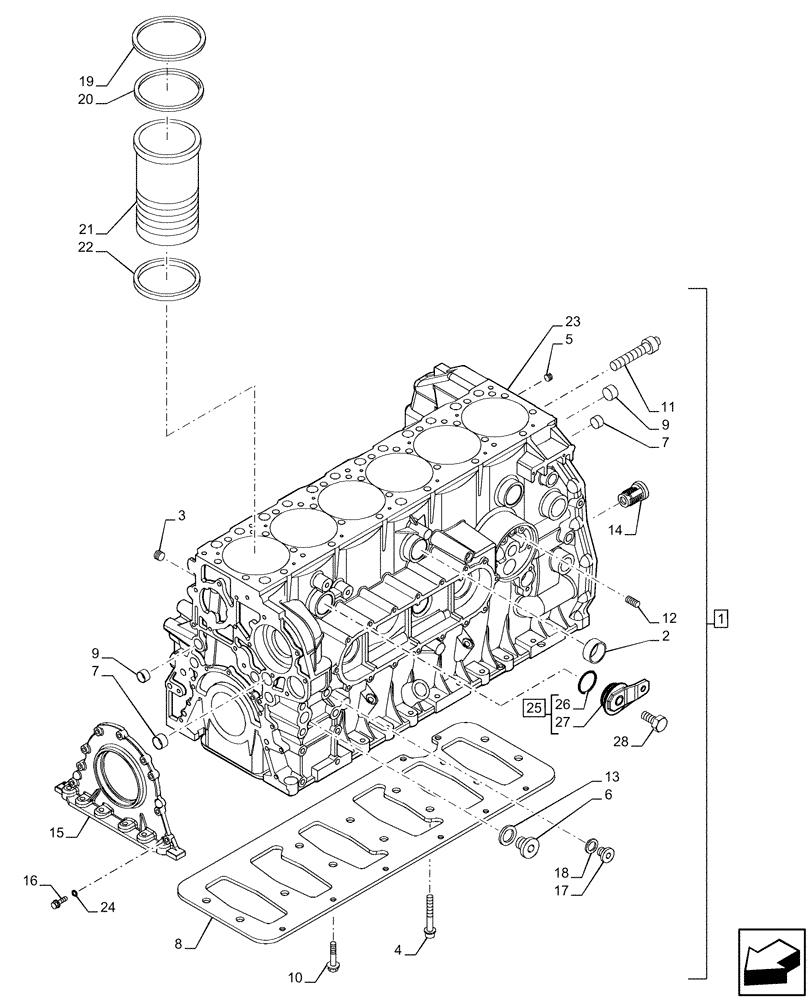 Схема запчастей Case IH F2CFP614D H003 - (10.001.AB) - CRANKCASE (10) - ENGINE