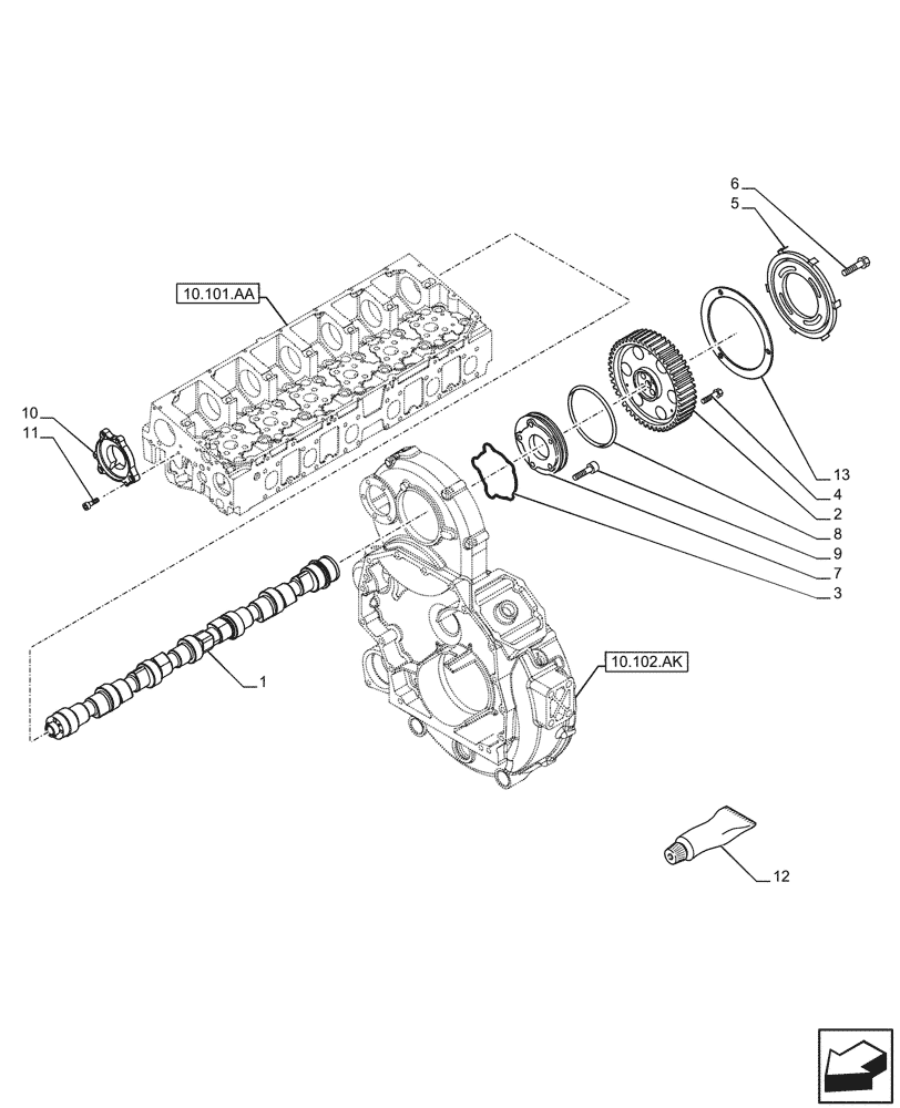 Схема запчастей Case IH F2CFP614E H003 - (10.106.AA) - CAMSHAFT, TIMING CONTROL (10) - ENGINE