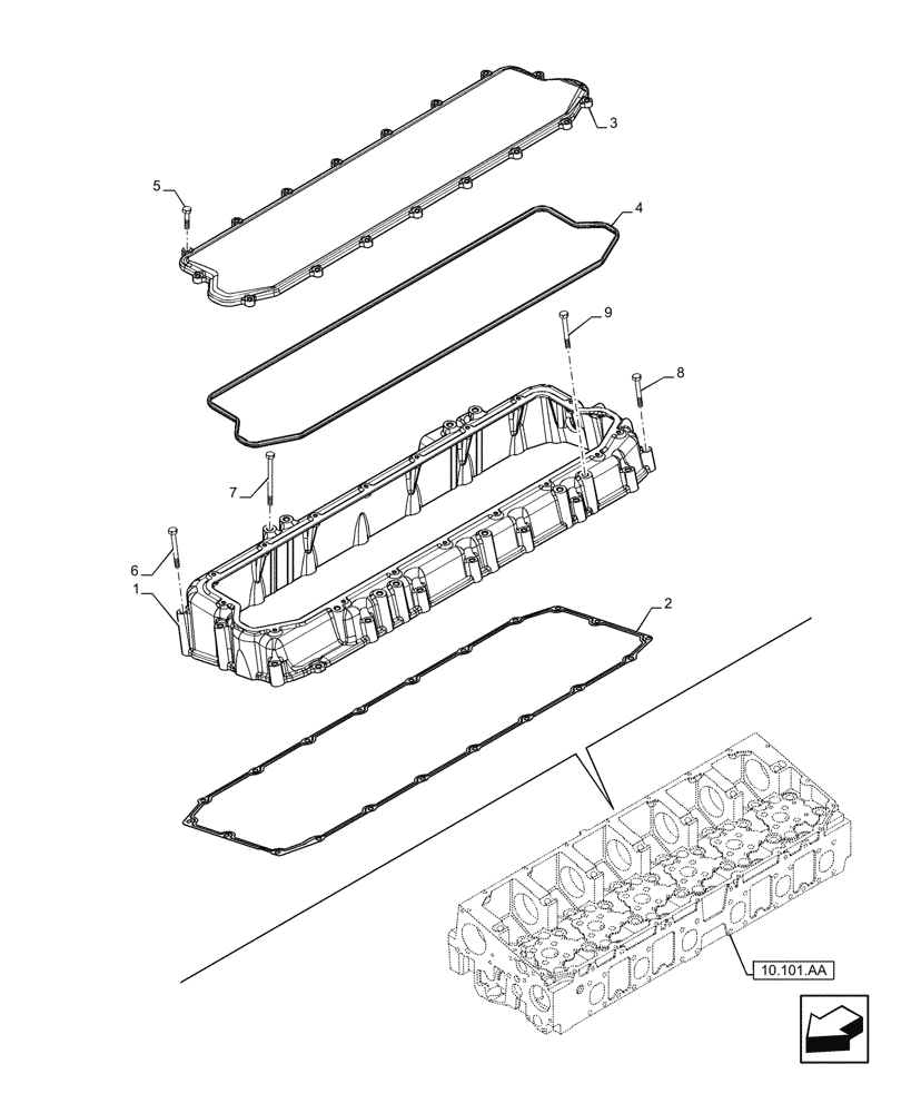 Схема запчастей Case IH F2CFP614B H003 - (10.101.AB) - CYLINDER HEAD, COVER (10) - ENGINE