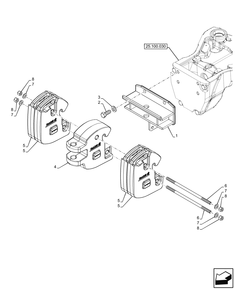 Схема запчастей Case IH FARMALL 80N - (39.140.020) - VAR - 338243 - FRONT, BALLAST (148 KG) (39) - FRAMES AND BALLASTING