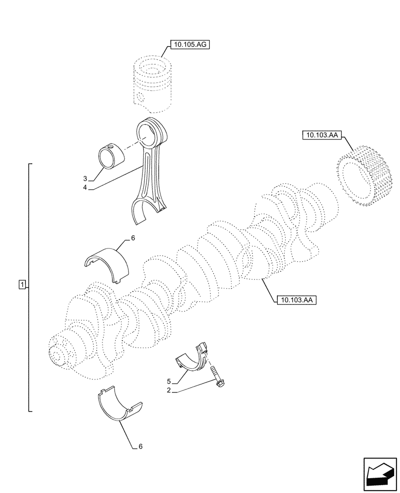 Схема запчастей Case IH F2CFP614B H003 - (10.105.AB) - CONNECTING ROD (10) - ENGINE