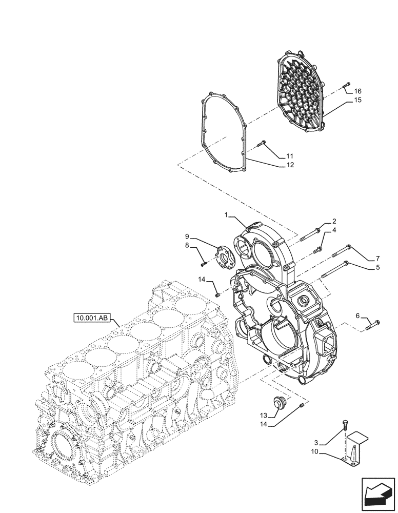 Схема запчастей Case IH F2CFP614C H003 - (10.102.AK) - CRANKCASE, COVER (10) - ENGINE