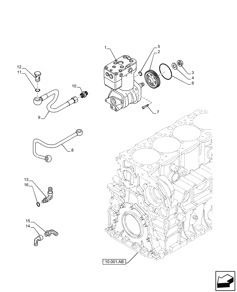 Схема запчастей Case IH F2CFP614C H003 - (10.450.AA[01]) - AIR COMPRESSOR (10) - ENGINE