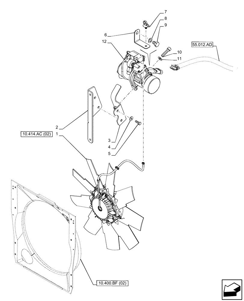 Схема запчастей Case IH PUMA 240 CVT - (10.414.AQ) - VAR - 758000 - REVERSIBLE FAN (10) - ENGINE