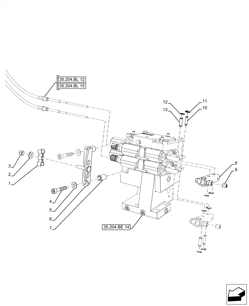 Схема запчастей Case IH FARMALL 120A - (35.204.BL[18]) - VAR - 429477, 429478 - REMOTE CONTROL VALVE, 2 ACTUATOR, NOT APPLY FOR NAR (35) - HYDRAULIC SYSTEMS