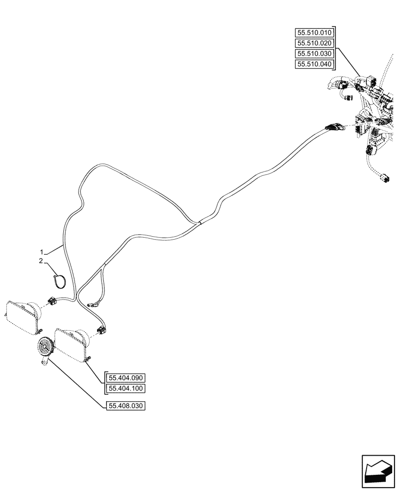 Схема запчастей Case IH FARMALL 80N - (55.511.010) - LIGHT, HARNESS (55) - ELECTRICAL SYSTEMS