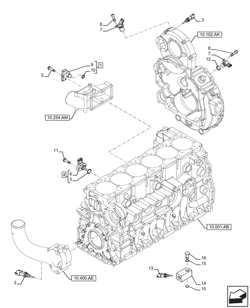 Схема запчастей Case IH F2CFP614E H003 - (55.015.AC) - ENGINE, SENSOR (55) - ELECTRICAL SYSTEMS