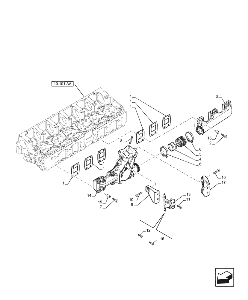 Схема запчастей Case IH F2CFP614D H003 - (10.254.AC) - EXHAUST MANIFOLD (10) - ENGINE