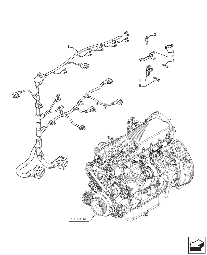 Схема запчастей Case IH F2CFP614E H003 - (55.010.AA) - ENGINE, CABLE (55) - ELECTRICAL SYSTEMS