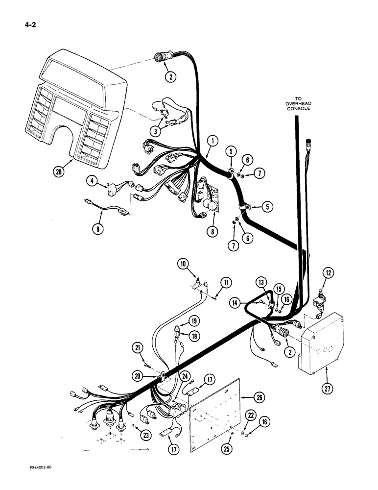 Схема запчастей Case IH 9180 - (4-02) - LOWER CAB HARNESS (04) - ELECTRICAL SYSTEMS