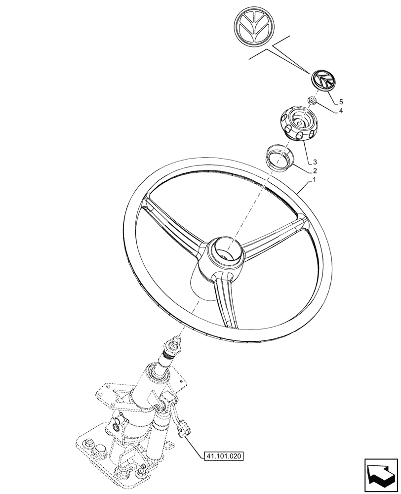 Схема запчастей Case IH FARMALL 100N - (41.101.010) - VAR - 759028, 759029, 759031, 759033 - STEERING WHEEL (41) - STEERING