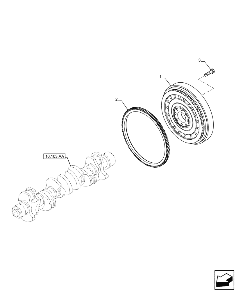 Схема запчастей Case IH F2CFP614D H003 - (10.103.AH) - ENGINE FLYWHEEL (10) - ENGINE