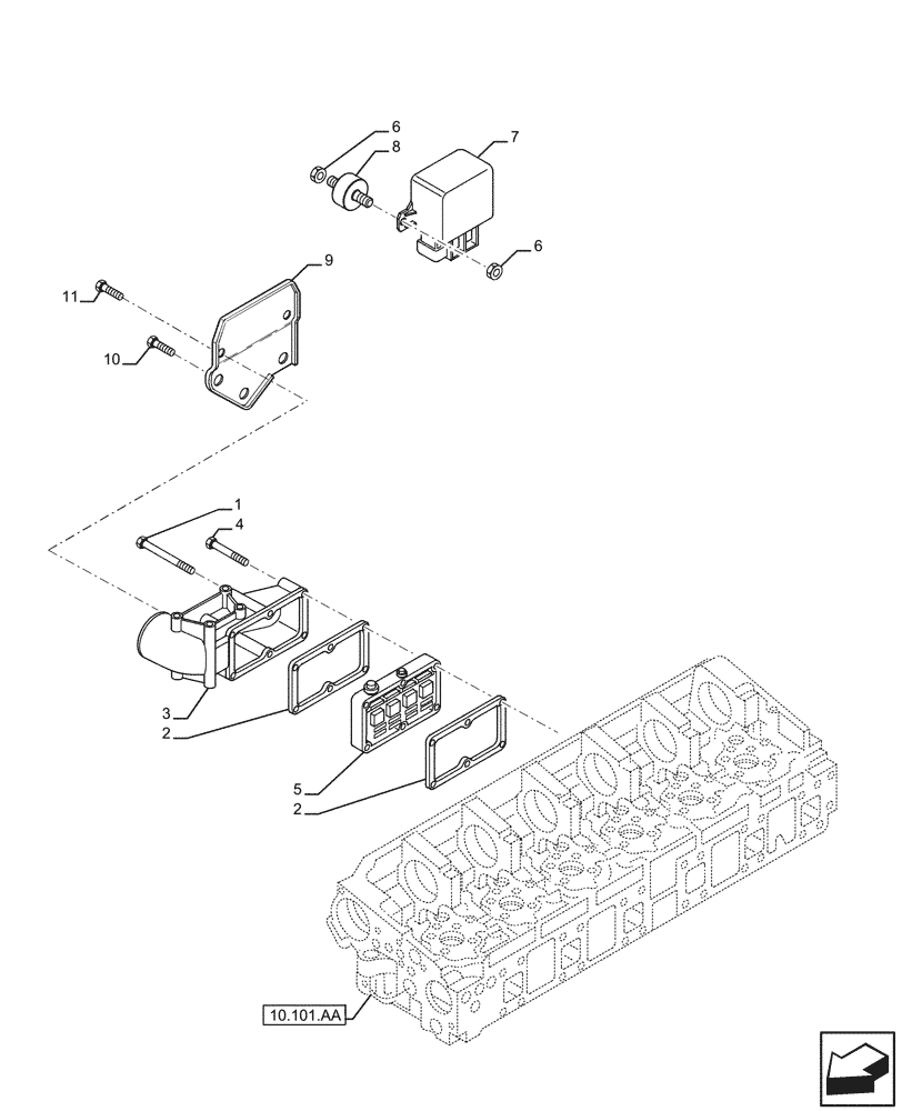 Схема запчастей Case IH F2CFP614E H003 - (10.254.AM) - INLET MANIFOLD (10) - ENGINE